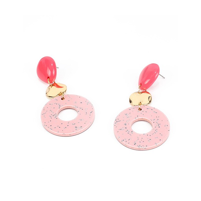 LRC Anting Tusuk Fashion Acrylic Circle Alloy Stud Earrings F55026