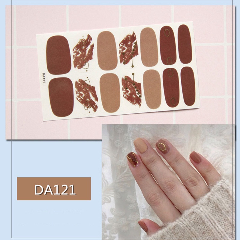 Da121-140 14 Pcs / Lembar Stiker Kuku Palsu 3d Bronzing Untuk Nail Art Diy