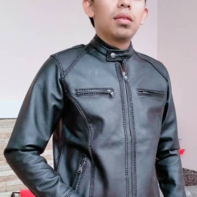 Jaket Kulit Pria Kambing Asli Original Model Sulam