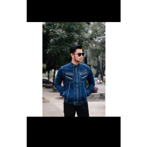 jaket jeans pria /laki laki krah the berry/bio wash/bio blitz