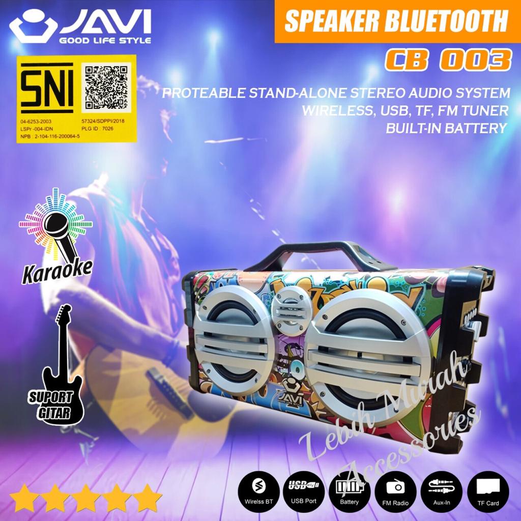 Speaker Bluetooh JAVI CB003 Dual Subwofer Stereo + Mic/Remote Support Input Gitar Speaker Karaoke Speaker Aktif Speaker Gede Speaker Superbass Speaker aktip