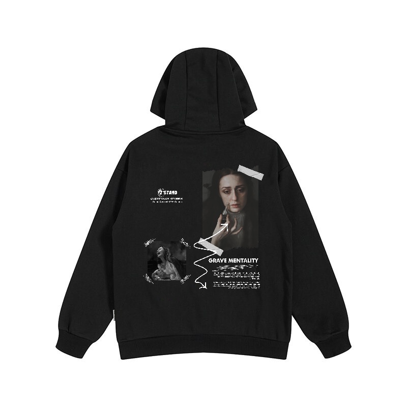 jaket hoodie sweater crewneck couple simple hitam all size M-XXL cowok cewek ori oversize bahan adem