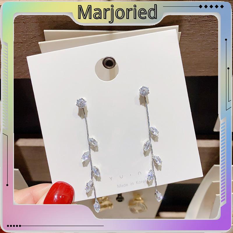 S925 Silver Willow Earrings Wanita Temperamen Anting Rumbai Panjang Sederhana-MJD