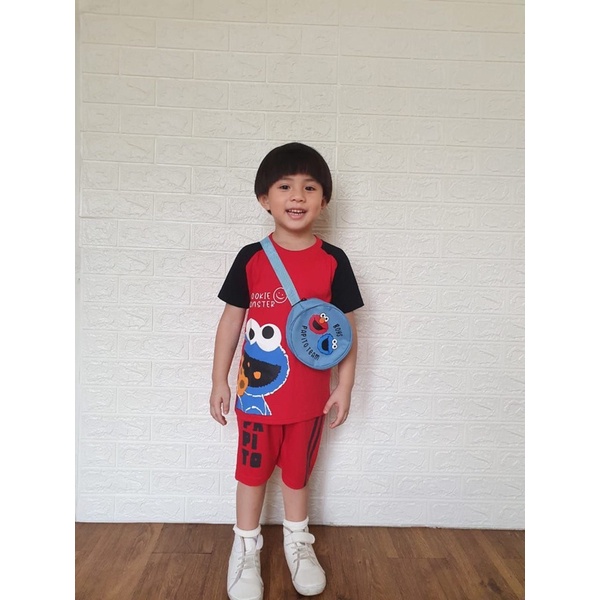 Setelan Elmo Papito free sling bag