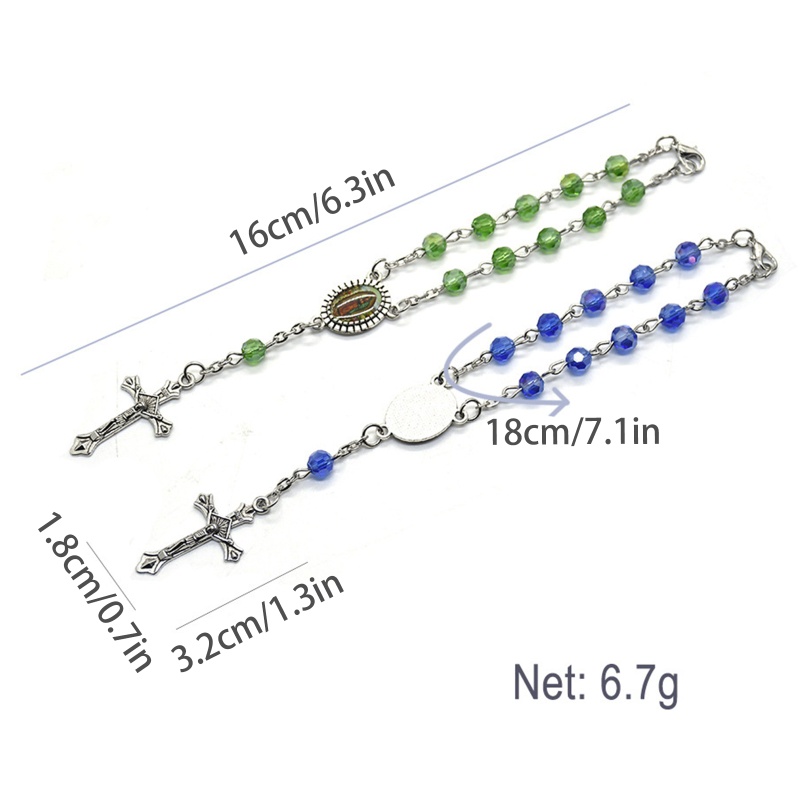 Gelang Rosario Katolik Desain Manik-Manik Salib 4 Warna Untuk Wanita