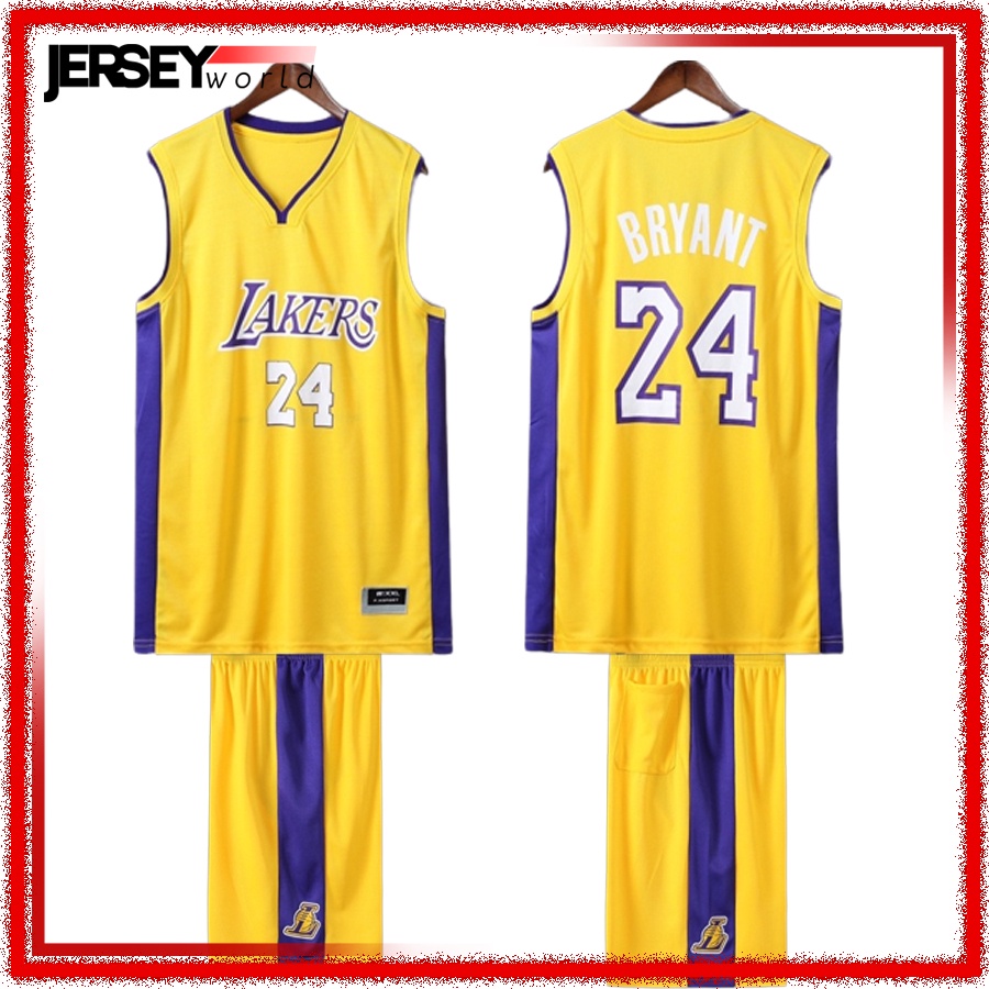 Jersey Celana Setelan Basket Lakers Kuning 24 KOBE BRYANT PREMIUM GRADE ORI IMPORT - Ada Big Size XX