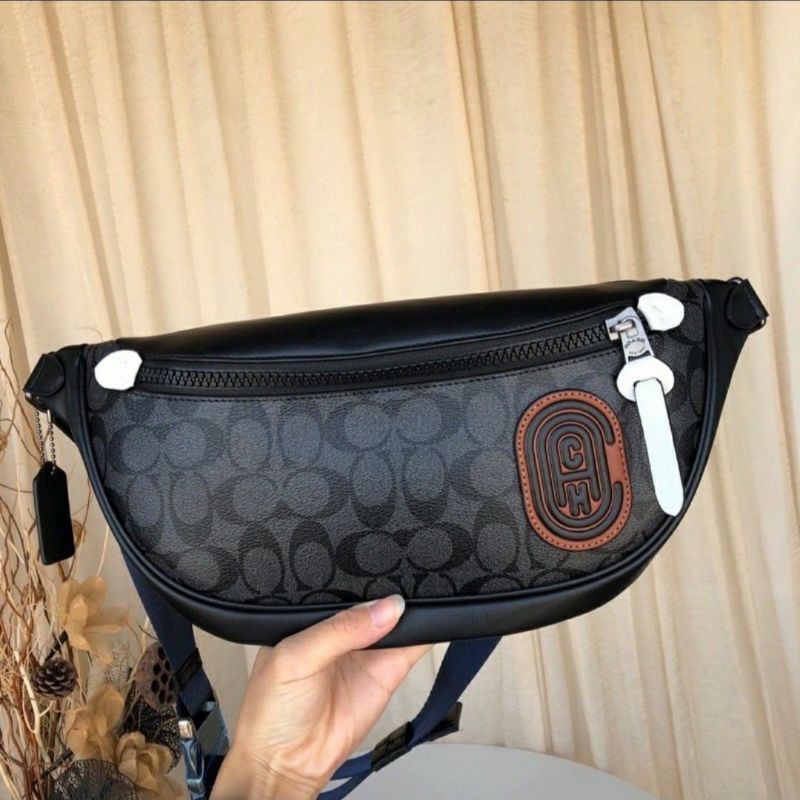 Waist bag pria Coach Mirror/ Tas pinggan pria kulit import