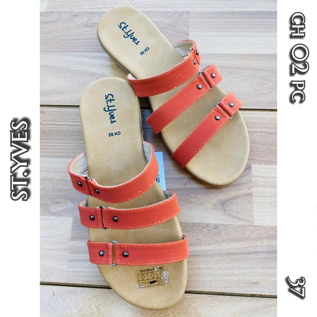 sandal cewek peach strip