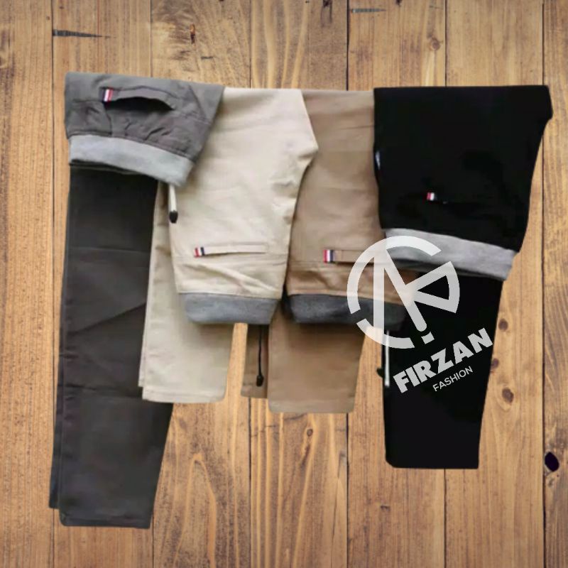 CELANA Pria SLIMFIT Panjang chino KERJA HARIAN HITAM MOCCA ABU CREM Celana Dewasa