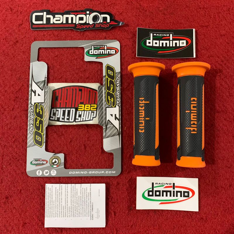 Handfat Hand Grip Grips Handgrip DOMINO ORIGINAL ITALY A350 Turismo Black Orange Hitam Oranye