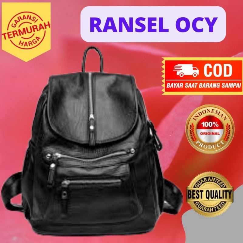 Ransel Tas ransl Semi Kulit Wanita Emory Ocy Murah Backpack Cantik Casual Kerja Kuliah Ransel Muftif