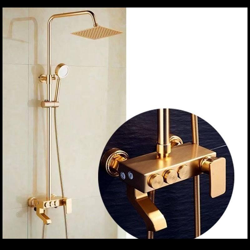Hot Item Shower Set Biru Gold Shower Import Murah Tombol Empat Shower Air Panas Dingin