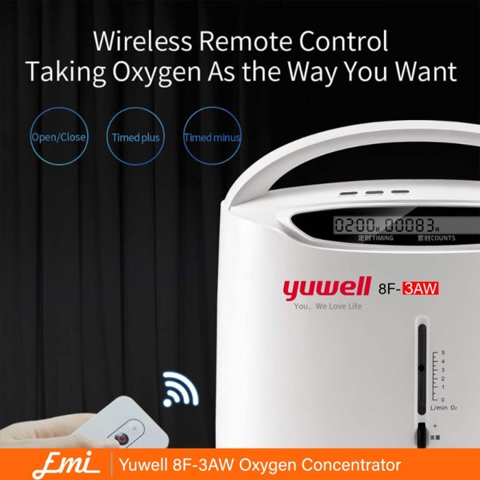 READY STOCK !!! YUWELL 8F-3AW Oxygen Concentrator 3LPM / Mesin Generator Oksigen 90%