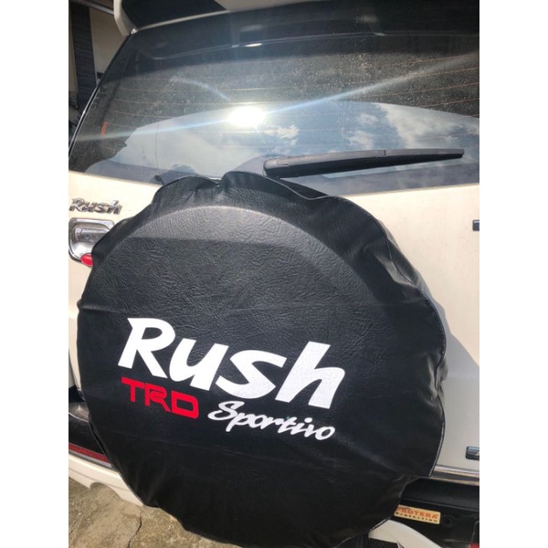 sarung COVER ban cover ban TOYOTA LOGO rush HITAM SEMI KULIT SINTETIS UKURA S / M / L