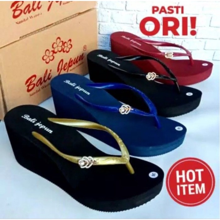 Sandal Wedges Bali Jepun Hak 7cm. Garansi Seller Original Dan Termurah - Marun, 39