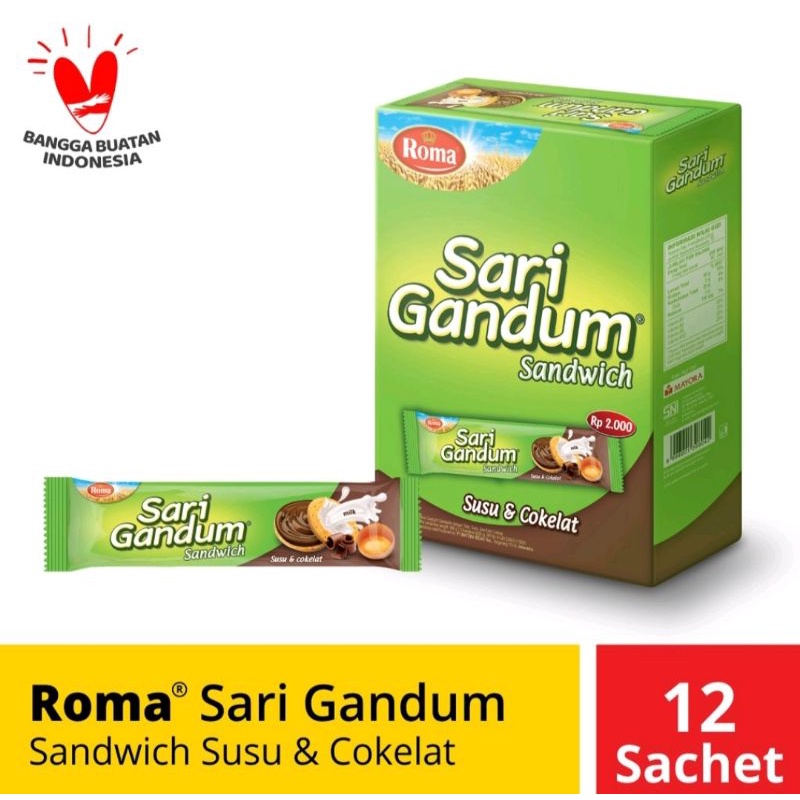 

Roma Sari Gandum coklat isi 12