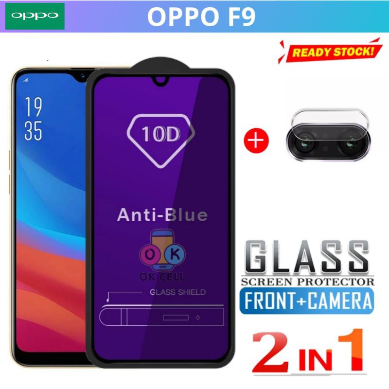 2in1- Tempered Glass Anti Blue Light Oppo F9 - Tg Anti Gores Radiasi Oppo F9 Pro Screen Protect