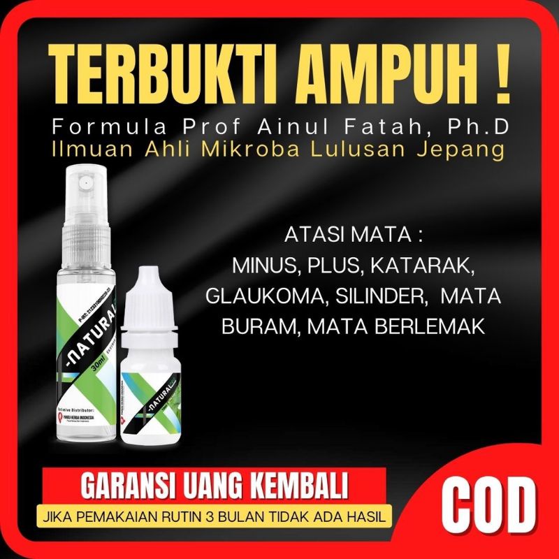 (BISA COD, FREE ONGKIR)BPOM tetes mata plus minus silinder X Natural Pro isi 2 btl free gelas rimban