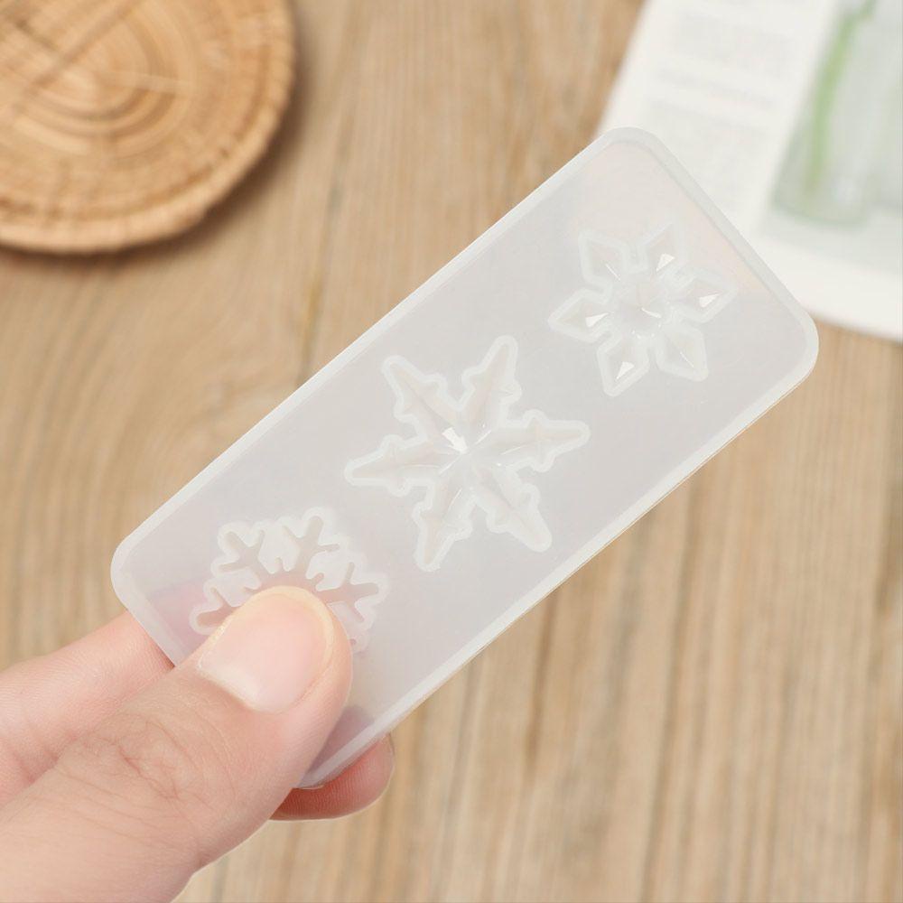 Solighter Cetakan Pengecoran Resin 3D Dropping Glue Snowflake Keychain Mold