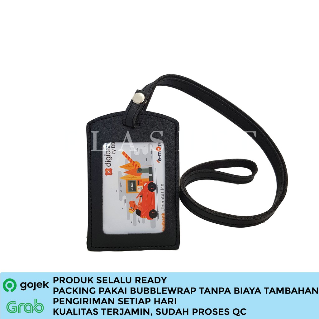 

Name Tag Kancing ID Card Holder Kancing Kulit Lanyard Kancing PU Leather Lanyard Hitam