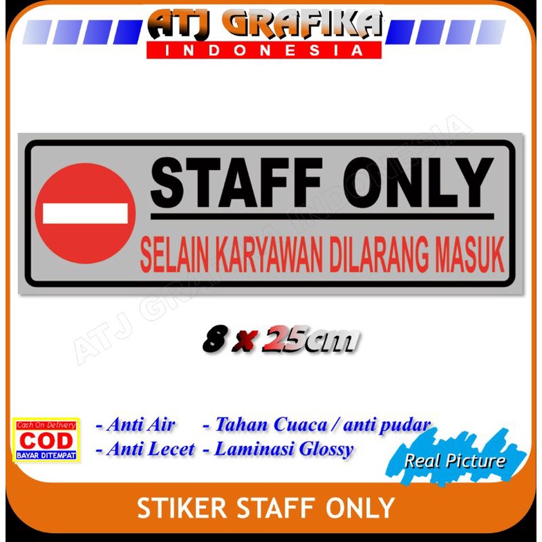 

stiker staff only dilarang masuk sticker kantor toko karyawan pintu kaca