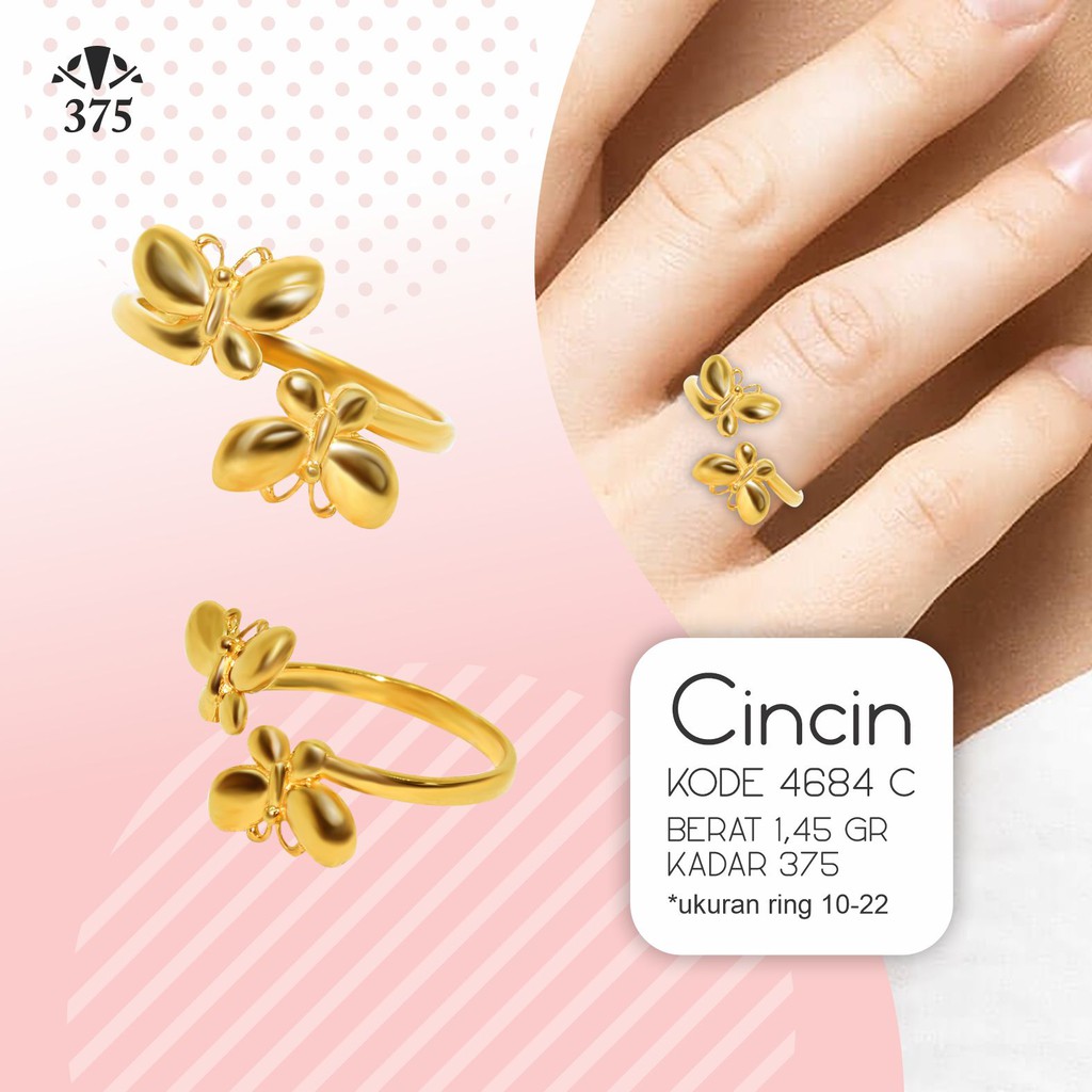 TM375 CINCIN EMAS ASLI SPIRAL KUPU KUPU