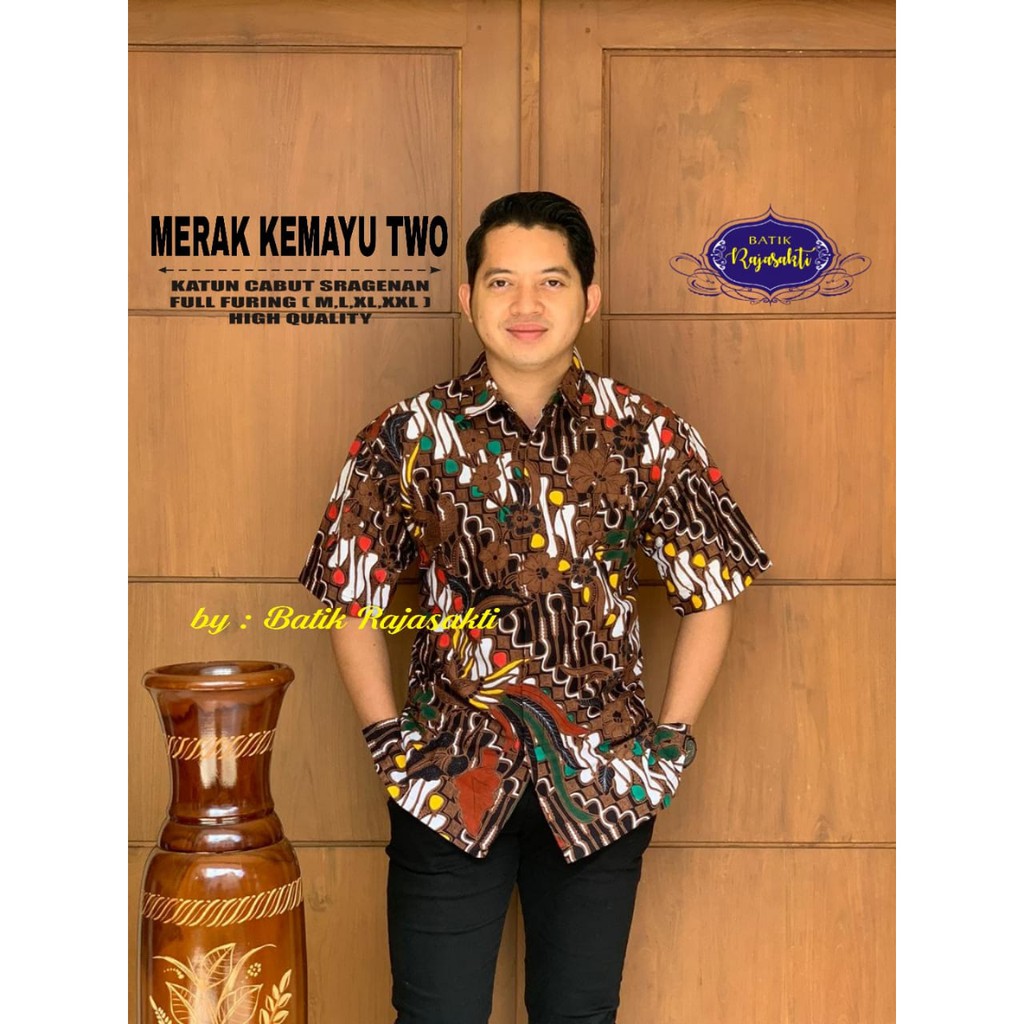 MERAK KEMAYU TWO Kemeja Batik Pria Lengan Pendek Katun Halus FULL FURING Rajasakti