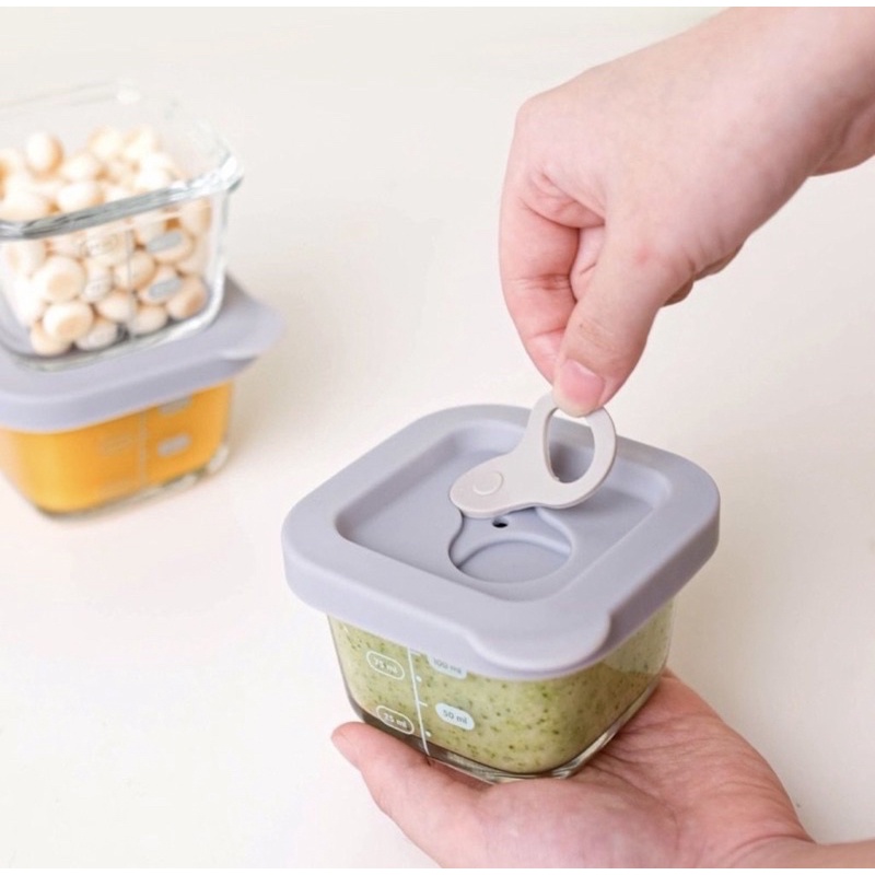 Little Dimple Baby Glass Food Container Eceran 1 pc Kotak Mpasi Little Dimple ukuran 130 ml / 160 ml / 240 ml