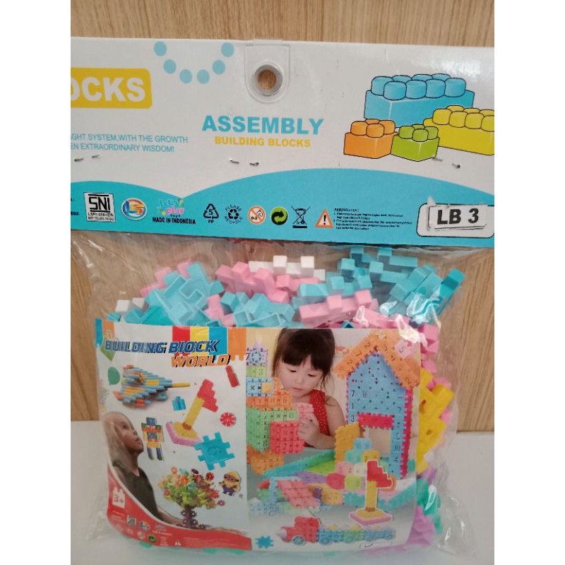 LB 3 - Mainan anak edukatif Kreatif Block assembly Number Building Bloks LB3