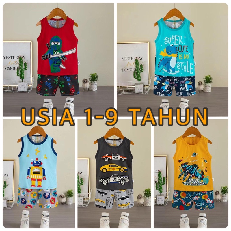 SETELAN SINGLET ANAK 1-9 TAHUN | SL002 | SETELAN HARIAN ANAK LAKI | SETELAN BUKAN KUBAO ANAK COWOK