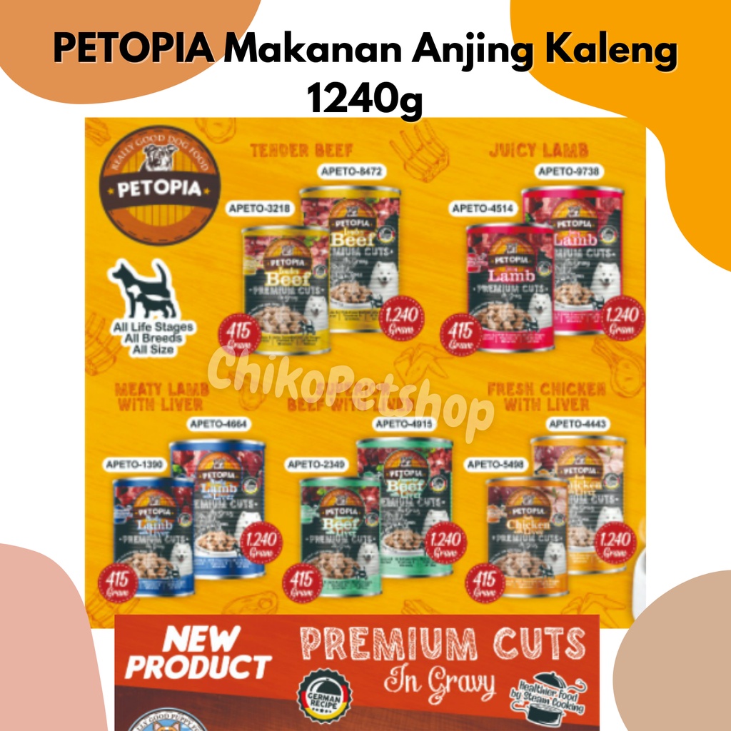 Makanan Anjing Kaleng PETOPIA Wet Food Kemasan 1240g | PETOPIA 1240 gr TOP