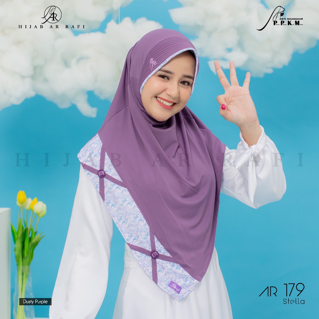 Terlaris Hijab Arrafi AR 179 Jilbab Bergo Instant Antem Eskudo Ar Rafi  List Motif Kerudung Stella-5