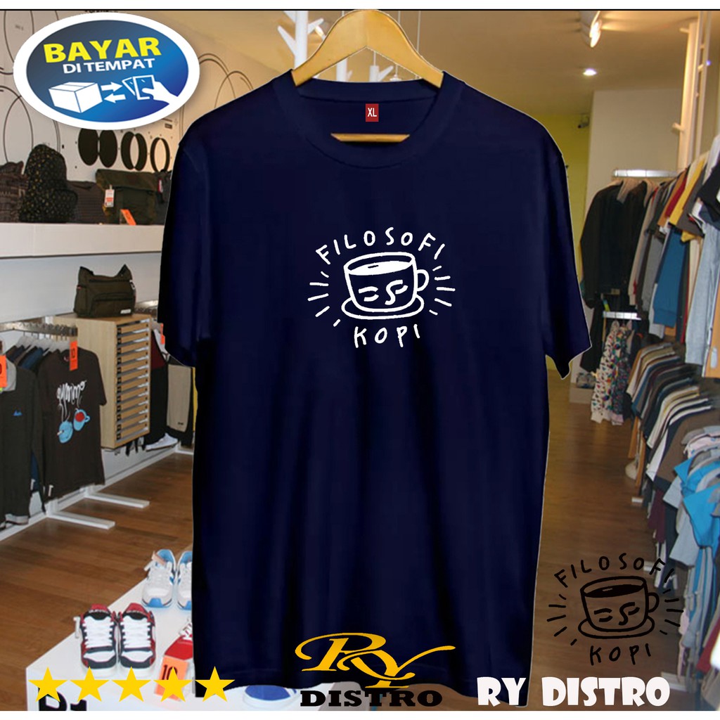 PROMO COD... Kaos Lengan Pendek Filosofi Kopi Motif Putih / Kaos Pria / Kaos Polos / Ry Distro