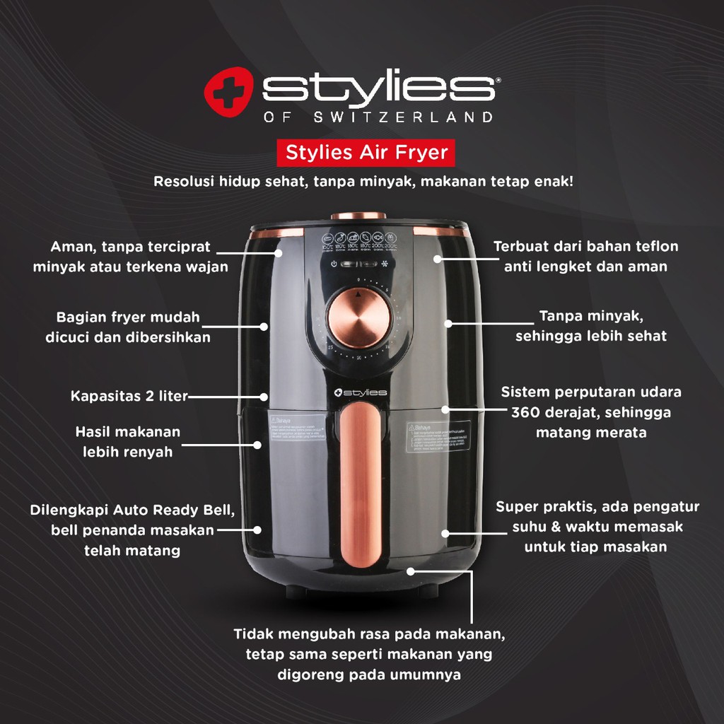 Stylies Air Fryer Alat Goreng Tanpa Minyak | Garansi Resmi 1 Tahun