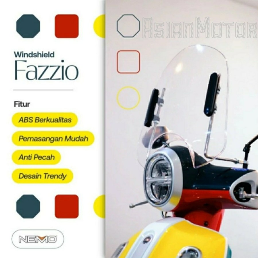 Winshield Visor Hitam Transparan Tipe Alfa Yamaha Fazzio Winsil Pelindung Angin Smoke Bening Original NEMO