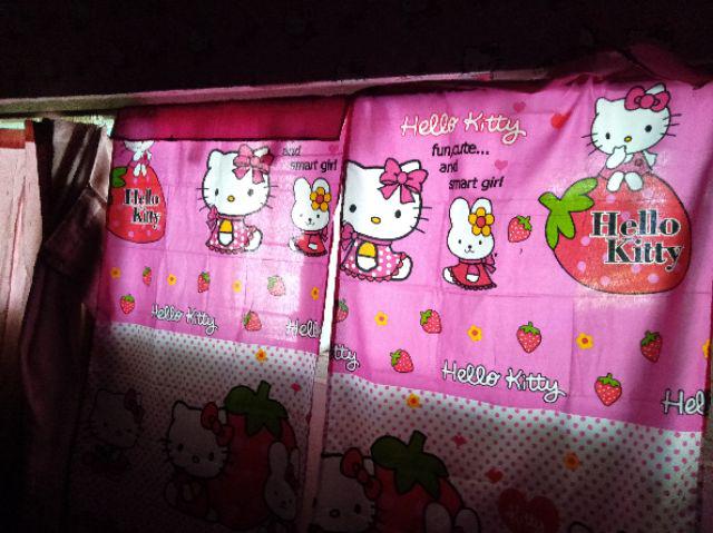 Gorden / Hordeng Jendela Karakter Doraemon, Keroppi, Hello Kitty, Mickey Mouse