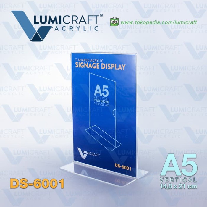 

READY Signage Display/Stand Acrylic/Akrilik Model T - A5 Dua Sisi PROMO