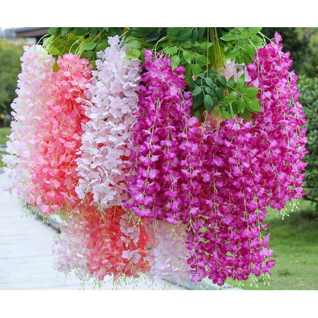 Wisteria Jumbo gantung Dekorasi Ruangan Tanaman Artifisial l Happyonshop