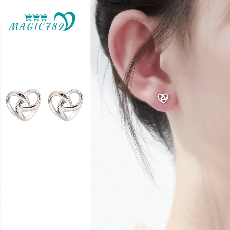 Magic789 Anting Tusuk Silver s925 Bentuk Hati Gaya Korea Untuk Wanita