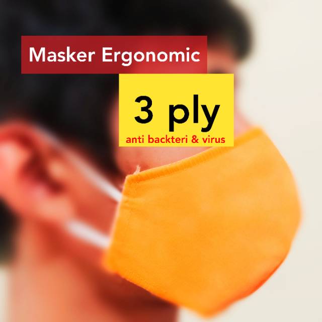 Masker Kain 3 Ply, Masker Spundbond 3 ply, Masker 3 lapis bentuk Ergonomic bisa di cuci