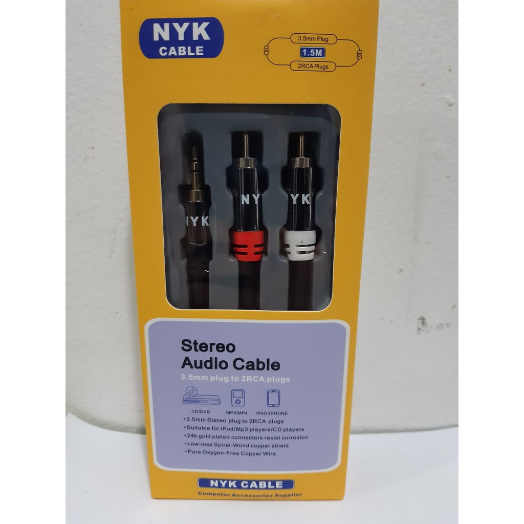 NYK Kabel Aux 3.5mm to RCA 1.5M