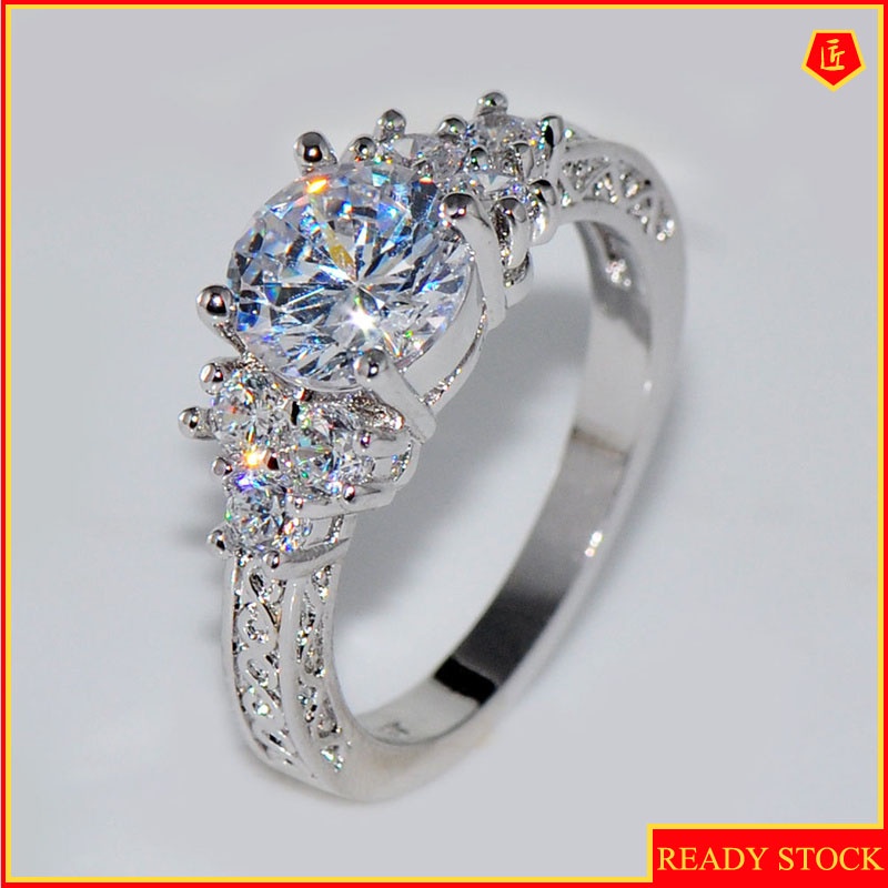 [Ready Stock]Zircon European and American Engagement Ring High-End