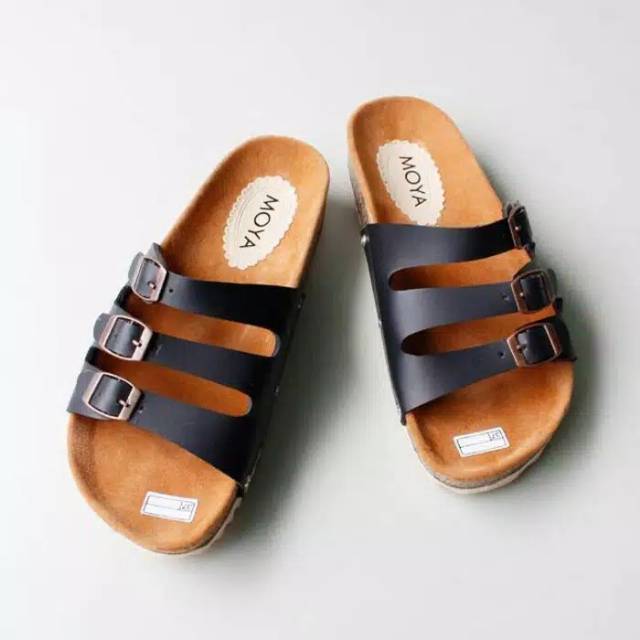 SB - SHELLA Sandal Flat Wanita Footbed - Putih/Hitam/Krem/Coklat