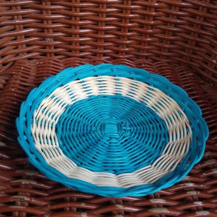 piring rotan anyaman bulat diameter -+24 CM