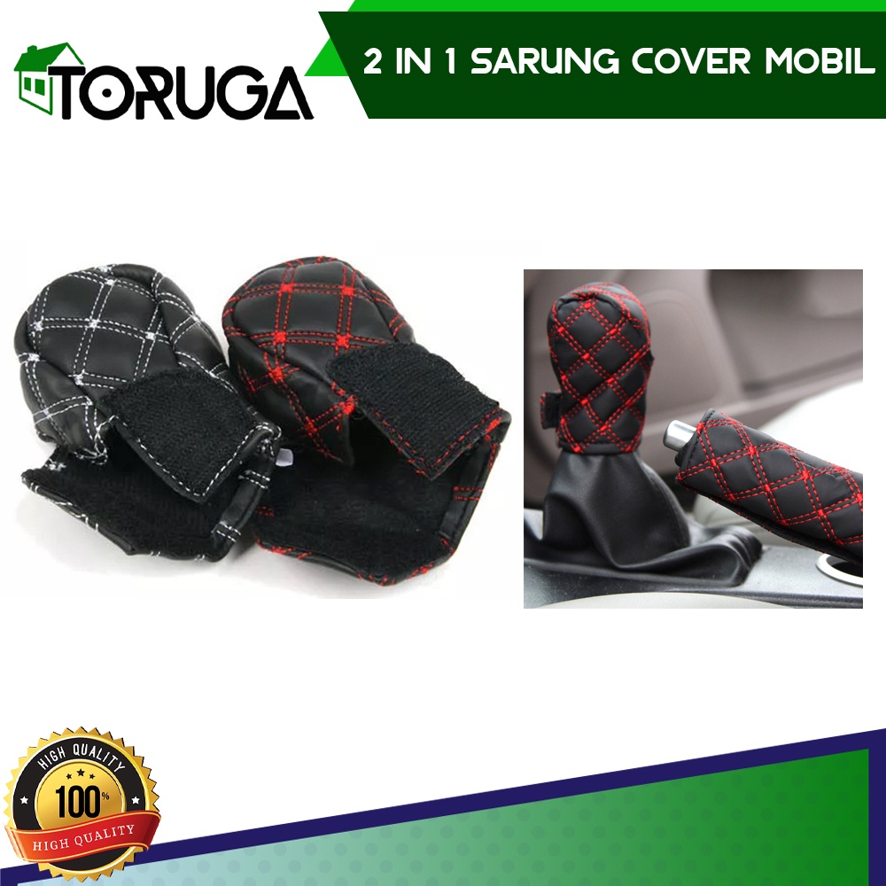 2 IN 1 SARUNG COVER MOBIL KULIT PERSNELING GIGI REM TANGAN HANDLE