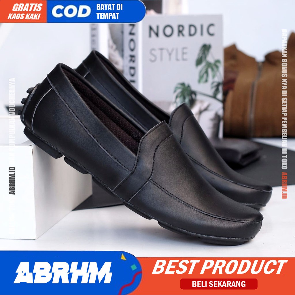 ABRHM x POLAS Sepatu Slip On Pria Sepatu Pria Casual Anti Slip Sepatu Kerja Cowok / Cowok Sepatu Kasual Santai Kekinian