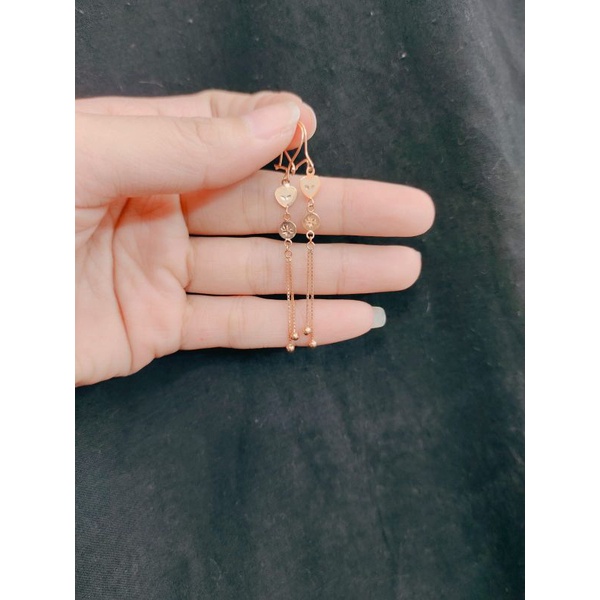 anting panjang cantik model love emas asli