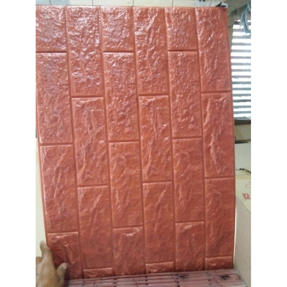 wallpaper foam brick pannel coklat perkakas