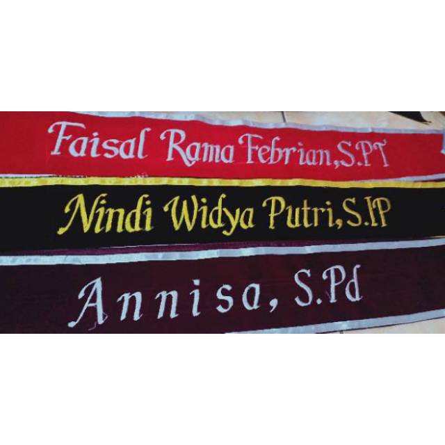 Selempang wisuda bordir list pita satin