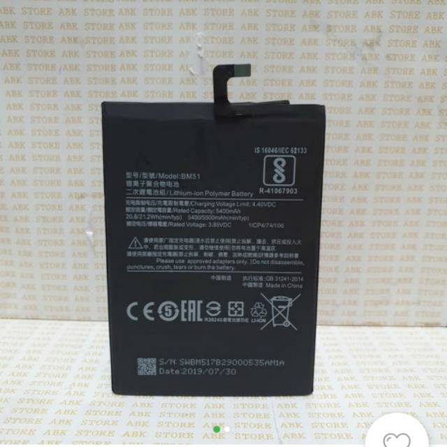 BATRE BATERAI BATTERY XIAOMI MI MAX 3 BM51 ORIGINAL BATTERY